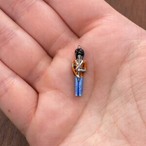 Vintage 925 Sterling Guilloche Enamel British Solider Guardsman Pendant Charm